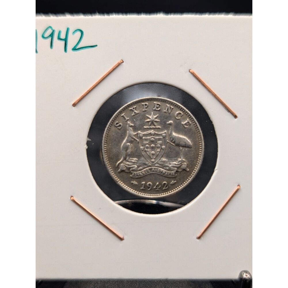 1942 Great Britain Sixpence • King George VI • WWII Era • UK Silver (.500)